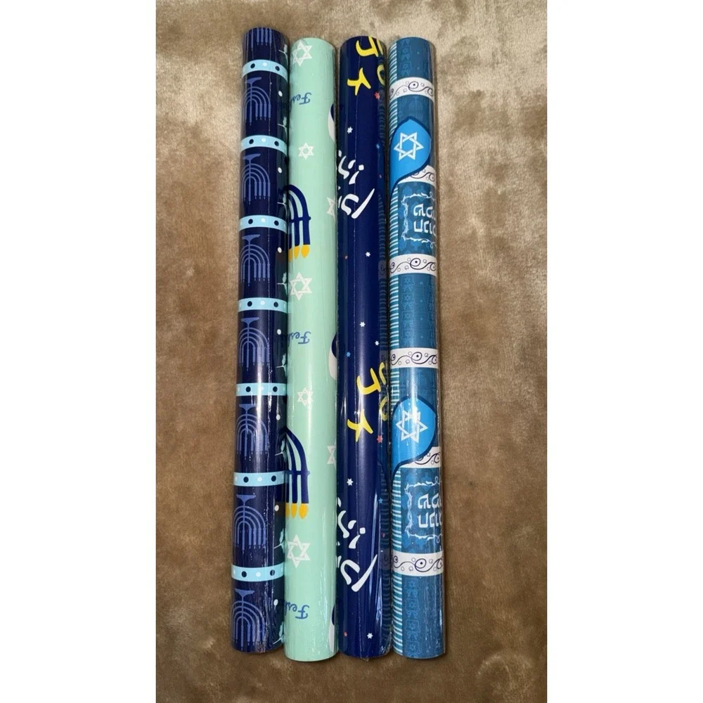 New Cheribfunz Wrapping Paper Lot Hanukkah Jewish Celebration